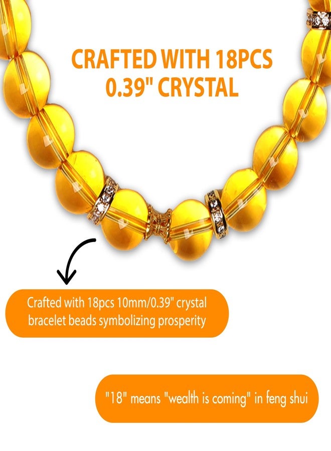 SINJEE Feng Shui Bracelet, Crystal Lucky Charm Constellation Bracelet for Good Luck with Natural Citrine & Pixiu Guardian - Attract Wealth, Protection & Fortune, String for Men & Women (10mm/0.39" Beads) - Image 4